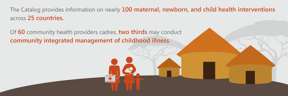 Infographic on maternal, newborn, and child health interventions from the APC CHS Catalog